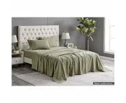 Sydney Stonewash Cotton Bed Sheet Set Oil Green - King