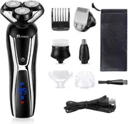 SURKER Electric Shaver Razor Cordless Beard Trimmer for Men 4 in 1 Trimmer Grooming Kit Nose Hair Trimmer Facial Cleansing Brush Waterproof USB Rechargeable Dry Wet