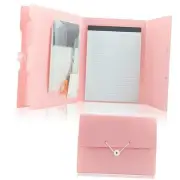 Accordion File Organizer, 6 Pocket Pink Expanding File Folder with Notebook &