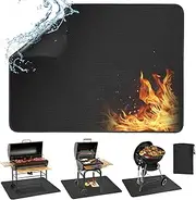 Under Grill Mats for Outdoor Grill 122×90 cm Double-Sided Fireproof Fireplace Mats BBQ Mat for Under BBQ Waterproof Oil-Proof Grill Floor Pads Fire Pit Mat Fireplace Mat for Deck Patio