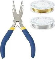 2 Rolls Jewelry Beading Wires 20 Gauge Bendable Copper Wire with 1Pcs Pliers Tarnish Copper Beading Wire