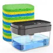 Dish Soap Dispenser with Sponge Holder for Kitchen Countertop Dishwashing