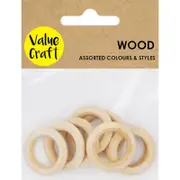 Value Craft Craft Wood Mini Hoops 3cm 8 Pieces