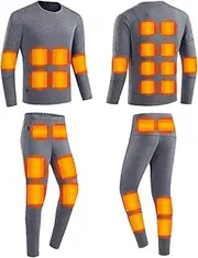 [IMYOGI] Cozy 28 Zones Heated Underwear Set, 3 Gear Temperature Heating Shirt and Pant Men Women Electric Thermal Base Layer