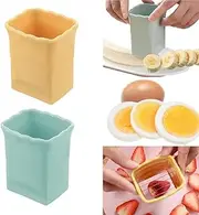 2 Pack Cup Egg Slicers Banana slicers Strawberry Cutter Quickly Making Fruit Vegetable Salad Creative Kitchen Gadget (Yellow，Green, Pack of One)