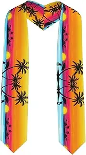 [JEJEA] sunset palm tree print Graduation Stole Class of 2025 Unisex Adults Graduation Sash Honor Graduation Stole for College