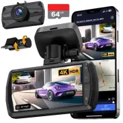 Dash Cam Front and Rear, Real 4K+1080P Dual Dash Cam, Built-in WiFi GPS, 3.3"...