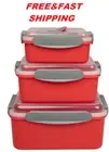 Microwave Cookware With Lids Set Containers Vegetable Steamer Safe Plastic Bowls