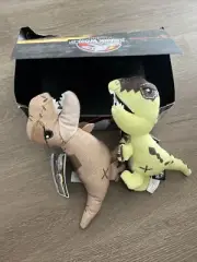 Mattel Jurassic World Velociraptor Blue Plush & Tyrannosaurus Rex w/sound | NEW