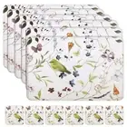 Spring Placemats & Coasters Set of 6, UV Printed, Heat & Stain Resistant, Eas...