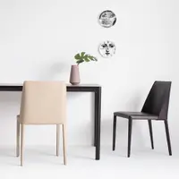 在飛比找ETMall東森購物網優惠-馬鞍皮餐椅家用現代簡約北歐輕奢餐椅意式極簡設計師椅子書桌椅