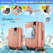2PCS Luggage Trolley Travel Suitcase Set TSA Hard Shell Case Packing Cubes Bag