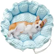 Kennel Dog Cat Sleeping Bed, Cat Nest Small Dogs Cave Pet Nest Dog, Two Purpose Pet Kennel Cool Feeling Pet Supplies with Adjustable Drawstring for Indoor Cats Pet, 21.65x21.65 in