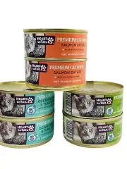 6 Heart To Tail Premium Cat Wet Food 5.5 Oz Cans - Salmon, Tuna & Turkey