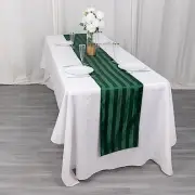 12"x108" HUNTER GREEN Stripes Satin TABLE RUNNER Wedding Linens Party