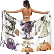 [RPLIFE] Evil Snowman Womens Sarong, Tassel Skirt Cover Up, Bathing Suit Shawl, Summer Beach Sarong