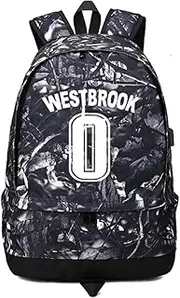 Basketball W-estbrook Luminous Ball Storage Backpack Sports Equipment Depositary Multifunctional Bag for Men Women (Grey Pattern 1)