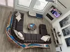 Walnut Coffee Table, Custom 72” x 15” Walnut Ocean Blue, Turquoise Waves Tables