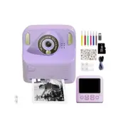 Instant Print Camera with 32GB Memory Card and 5 Rolls Print Paper-Purple