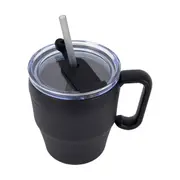 400ml Black Reusable Travel Mug with Straw