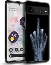 [ZHEGAILIAN] Compatible with Google Pixel 8 Pro Case,Black Back Pattern Shock-Absorbing Corners Designed Soft TPU Side Protective Case for Google Pixel 8 Pro Women-Skull Hand X-ray