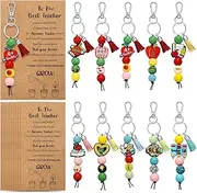Sureio Teacher Keychain Bulk Teachers Appreciation Gifts in Bulk Pencil Book Beads Keychain Thank You Cards Graduation Gifts