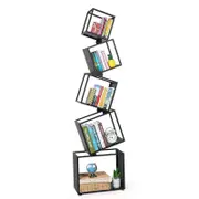 Catzon Irregular Bookshelf 5 Tier for CDs Vertical Storage Rack Home Decor