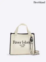 River Island Cream Embroidered Canvas Tote Bag (W60611) | $88