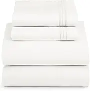 Hearth & Harbor RV Short Queen Size Sheets - 4 Piece Bed Sheet Set, Hotel Luxury Double Brushed Bed Sheets - Extra Soft Bedding Sheets & Pillowcases, Short Queen, White
