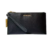 MICHAEL KORS JET SET TRAVEL LARGE CLUTCH LEATHER WRISTLET BLACK