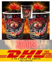 3 Cups Mamee Daebak Korea Ghost Pepper Spicy Chicken Cup Instant Noodles Ramen