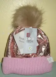 Swiss+Tech Performance Gear Girls Quilted Pom Hat Peak Technology Pink L-XL NWT