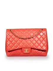 2009-2010 Red Lambskin Maxi Classic Flap