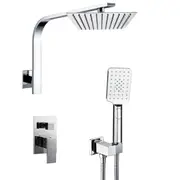 WELS Chrome 2in1 8/10/12" Rain Shower Head Handheld Gooseneck Arm Holder Square Set