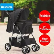 Large Foldable Pet Stroller - 4-Wheel Dog/Cat Travel Carrier