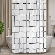 [Vllcsla] Shower Curtains Mildew Resistant for Bathroom 180/200/220/240 cm - Large Squares Pattern Extra Long PEVA Bathroom Shower Curtain Antibacterial 220 cm / 240 cm Drops (200 x 240 cm)