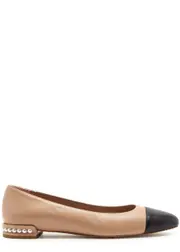 Stuart Weitzman Pearl Embellished Leather Flats - Beige - 3 3