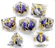 Galactic Dice Premium Dice Sets - Clear Purple Dragon Eyes Sharp Resin Set of 7