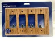 Creative Accents Wall Plate Quadruple Rocker Switch - Light Oak 924L