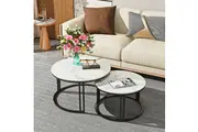 COMFEYA 2 Pack Marble Nesting Coffee Table Set