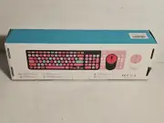 Wireless Keyboard and Mouse Combo - GEEZER Watermelon Pink Colorful Round Keycap