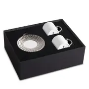 L'Objet Aegean Platinum Trim Espresso Cup & Saucer, Set of 2