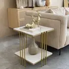Double Tier Marble Sofa End Table Bedside Tables Storage Nesting Table Furniture