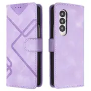 For Samsung Galaxy Z Fold4 5G Smooth Leather Phone Case - Line Pattern