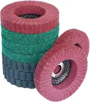 FPPO 9Pcs 4" x 5/8" Nylon Fiber Flap Disc Polishing Grinding Wheel,Scouring pad Buffing Wheel for Angle Grinder, Polishing Tools