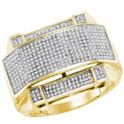 10k Yellow Gold Mens Round Diamond Arched Rectangle Cluster Ring 5/8