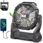 Portable Rechargeable Camping Fan with LED Lantern, 10-Inch Battery Operated