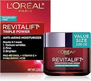 L’Oreal Paris Skincare Revitalift Triple Power Fragrance-Free Face Moisturizer with Pro Retinol, Hyaluronic Acid & Vitamin C, Reduce Wrinkles, Firm and Brighten Skin, 2.55 Oz