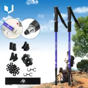 Pair Trekking Hiking Poles Walking Sticks Anti-Shock Collapsible Alpenstock Grip