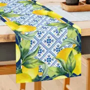 Lemon Table Runner Spring Summer Decorations Lemon Cyan Blue Table Runner